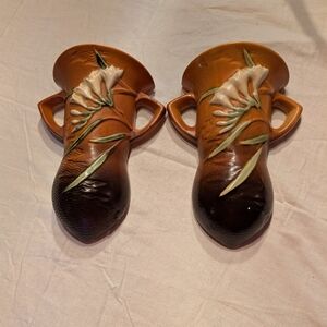 Artistic Brown and Cream Ceramic Wall Vases